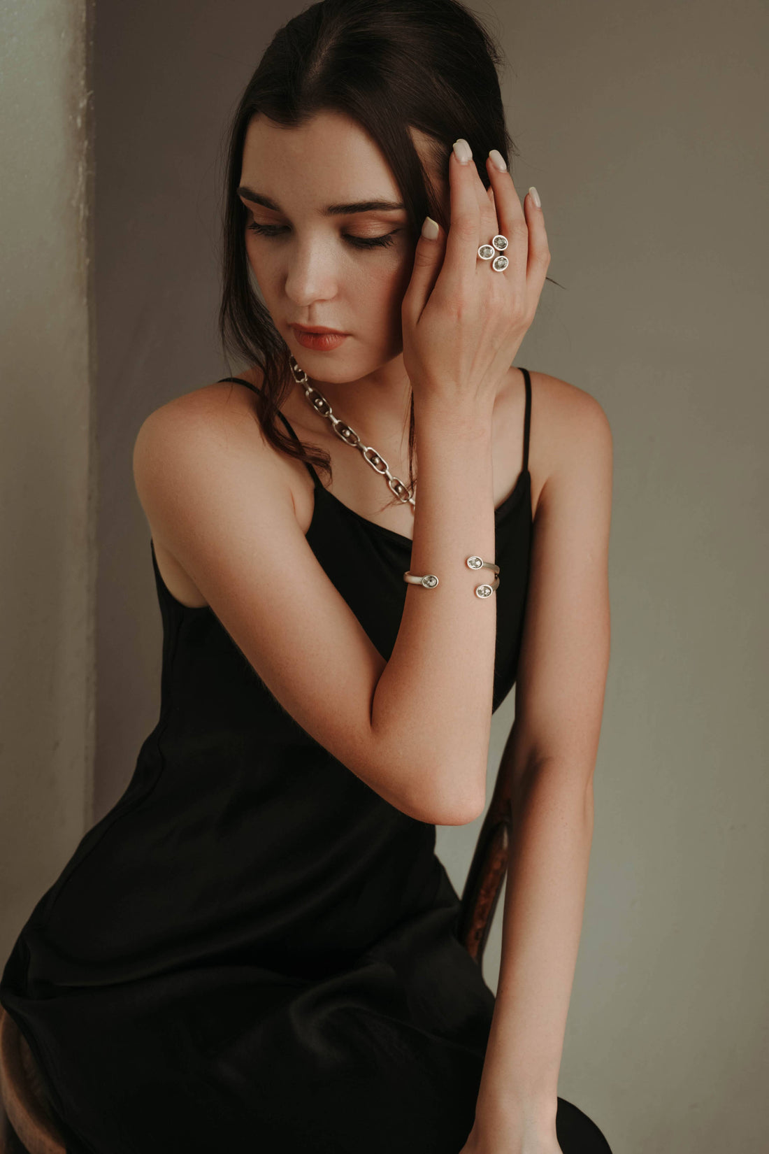 Handnmade Crystal Brass Bracelet - 2839