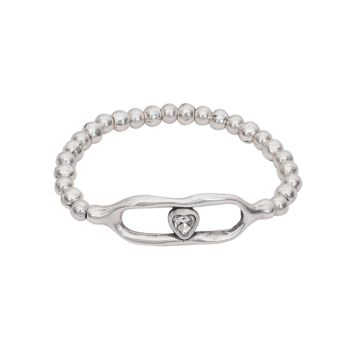 Handmade Heart Crystal Pewter Bracelet - 2901