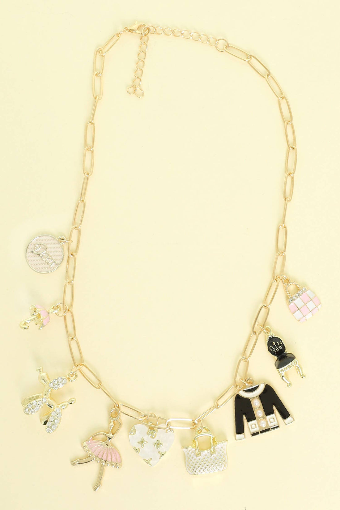FASHION THEME ENAMEL MULTI-CHARM NECKLACE N16535